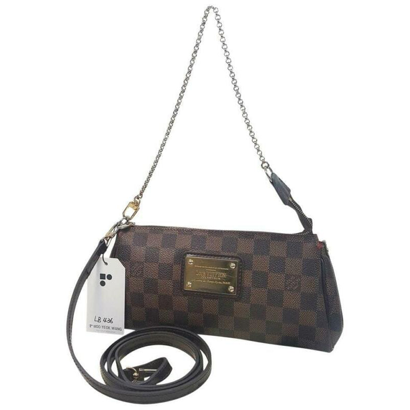 Louis Vuitton Eva Damier Ebene Chain Brown Coated Canvas Cross Body Bag