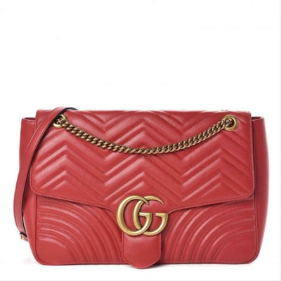 Gucci GG Marmont Large Hibiscus Red Leather Shoulder Bag - MyDesignerly