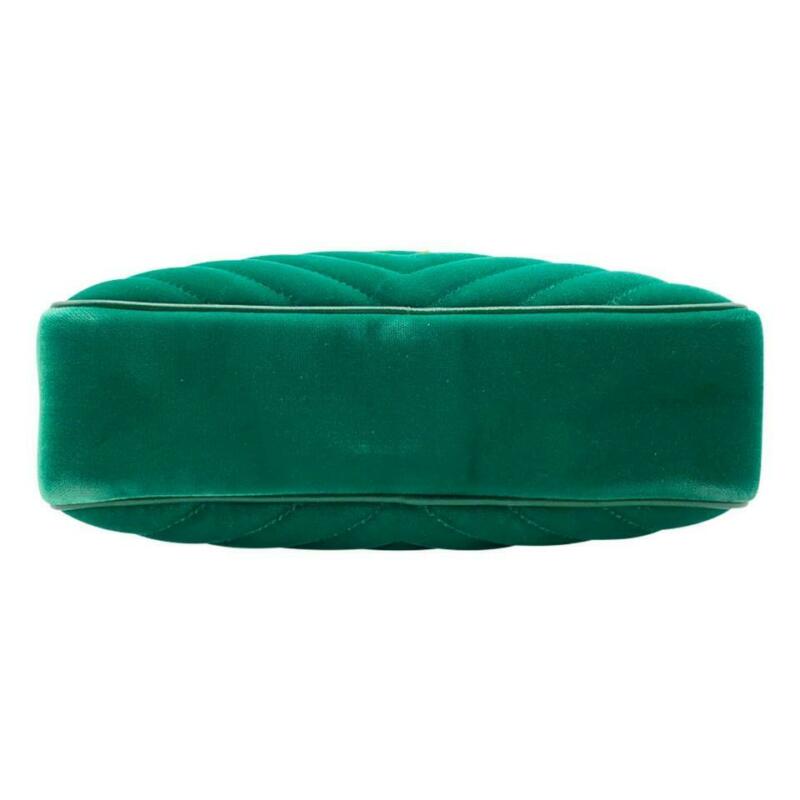 Saint Laurent Camera Lou Medium Ysl Monogram Quilted Green Velvet Cross Body Bag