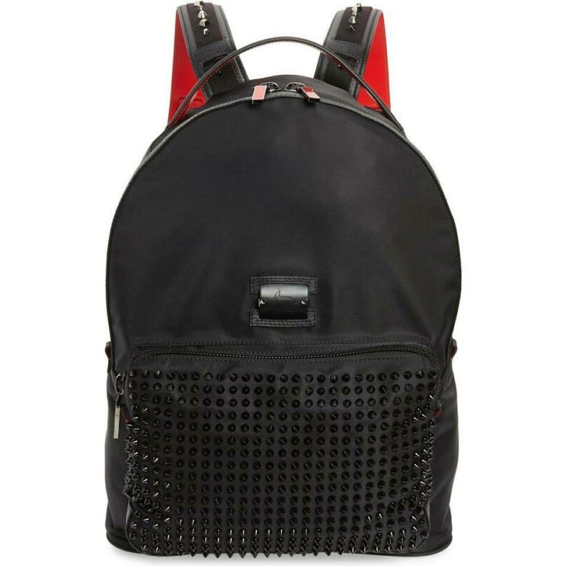 Christian Louboutin Spiked Backloubi Black Canvas Backpack