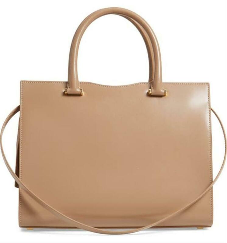 Saint Laurent Cabas Uptown Small Satchel Beige Leather Tote