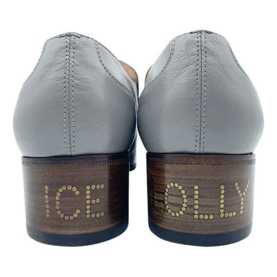 Gucci Grey Ebal Chain Loafer Pump Mules/Slides