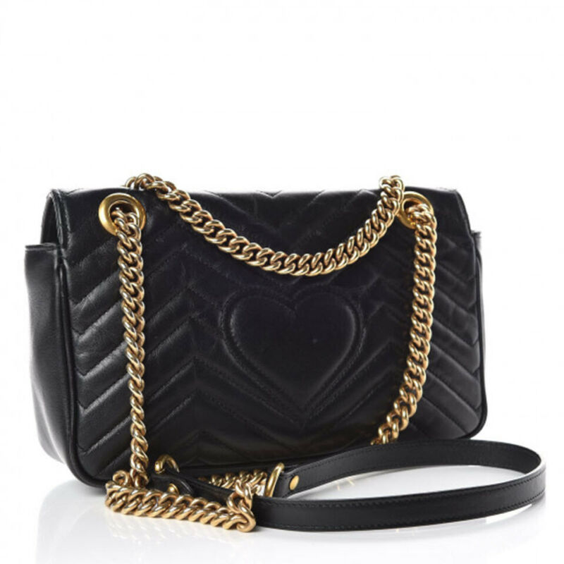Gucci Marmont Small Gg Matelassé Black Calfskin Shoulder Bag