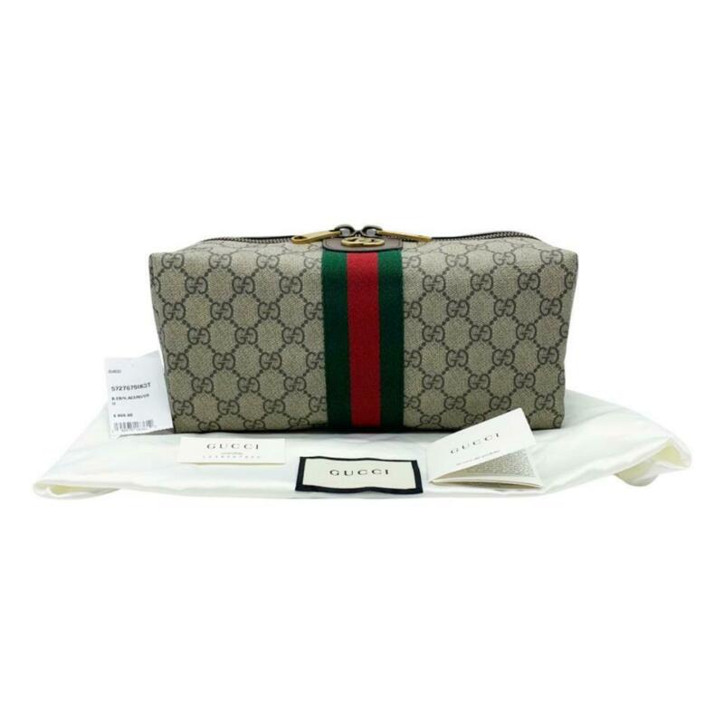 Gucci GG Supreme Toiletry Case - Brown Toiletry Bags, Bags - GUC90389