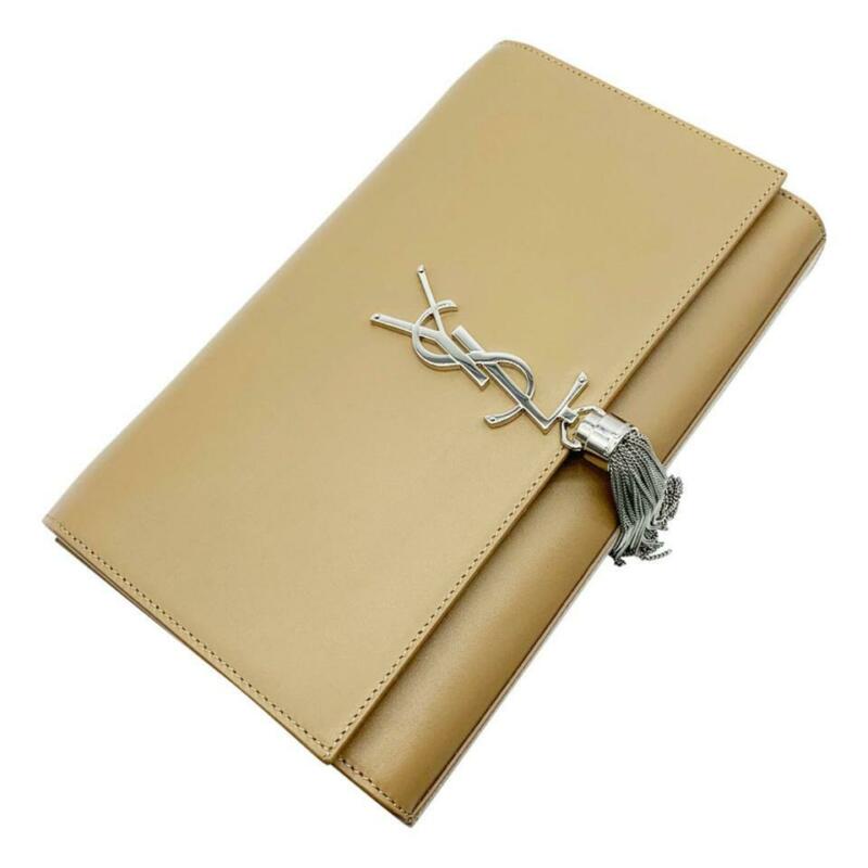 Saint Laurent Monogram Kate Medium Tassel Taupe Fonce Beige Leather Cross Body
