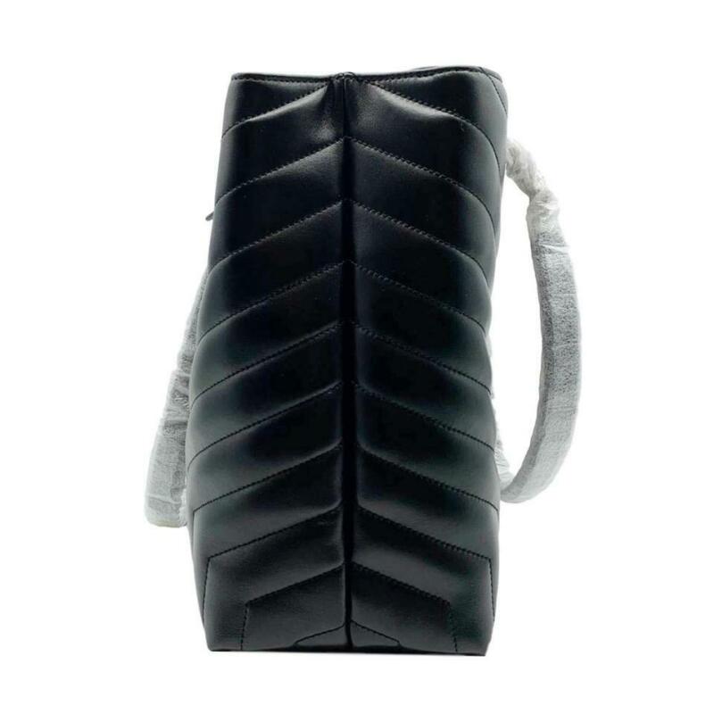 Saint Laurent Monogram Loulou Large Matelassé Shopper Black Leather Tote
