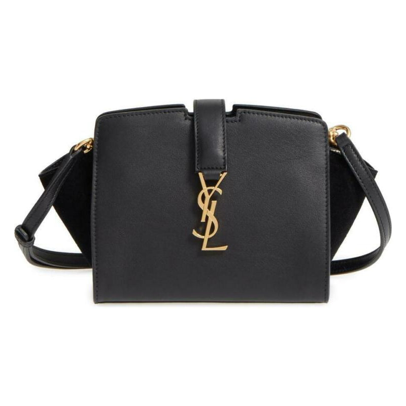 Saint Laurent Cabas Monogram Toy Suede Black Leather Cross Body Bag