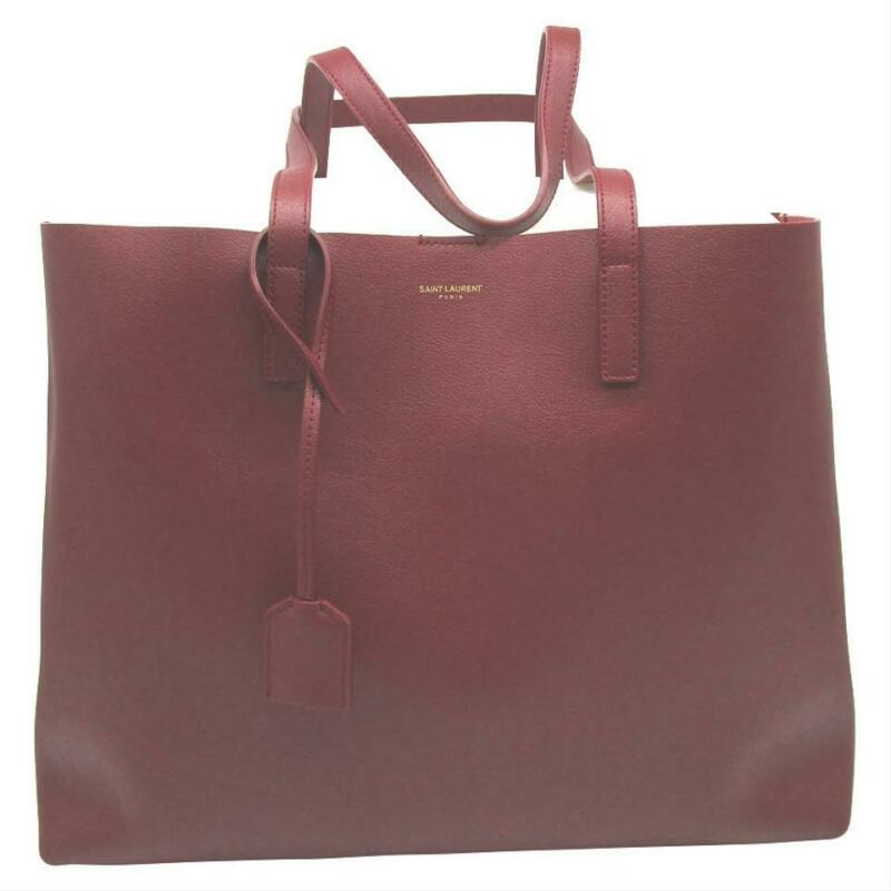 Saint Laurent Monogram Shopping Pallisandre Lacquer Red Leather Tote