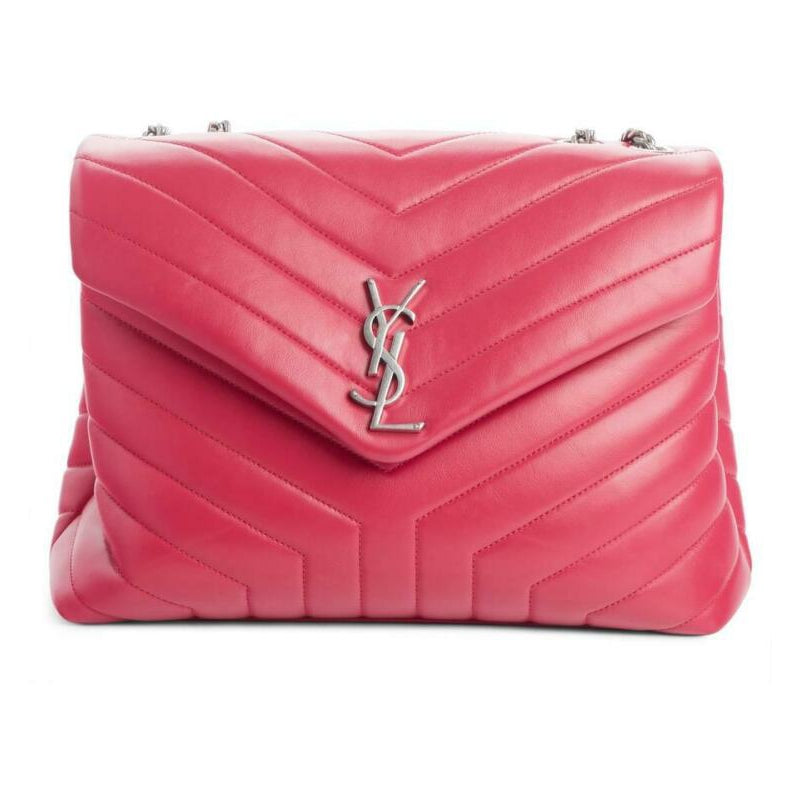 Saint Laurent Monogram Loulou Medium Calfskin Freesia Pink Leather Shoulder Bag
