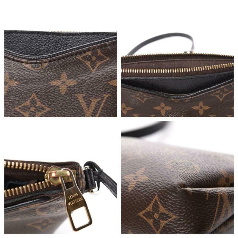 Louis Vuitton Clutch Crossbody Pallas Black Monogram Canvas Shoulder Bag