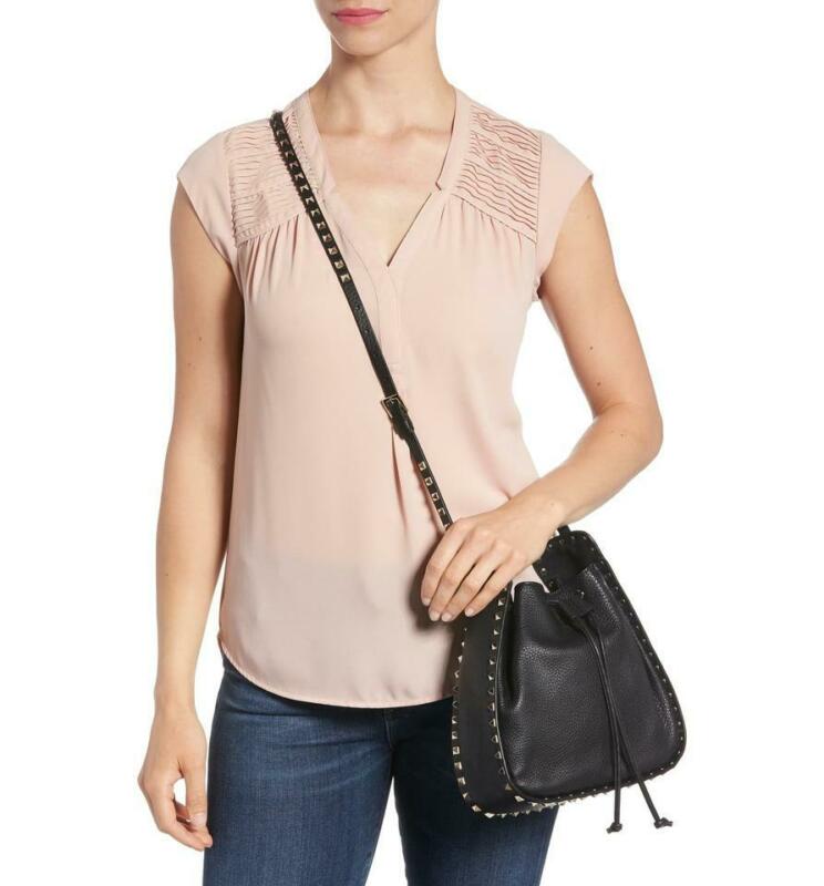 Valentino Bucket Rockstud Large Black Leather Cross Body Bag