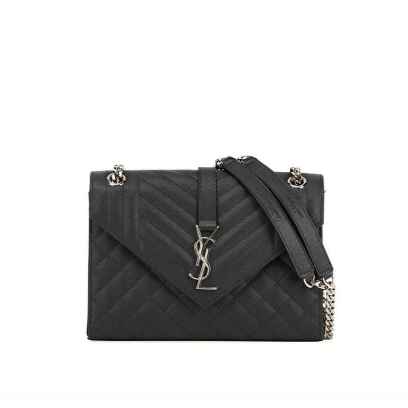Saint Laurent Monogram Envelope Shoulder Medium Tri-quilted Matelasse Grain De