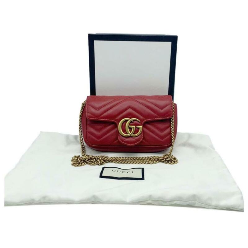 Gucci GG Marmont Super Mini Red Leather Cross Body Bag