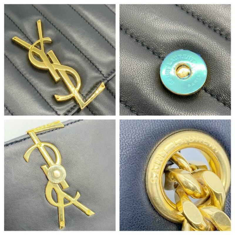 Saint Laurent Vicky Medium Quilted Black Lambskin Leather Shoulder Bag