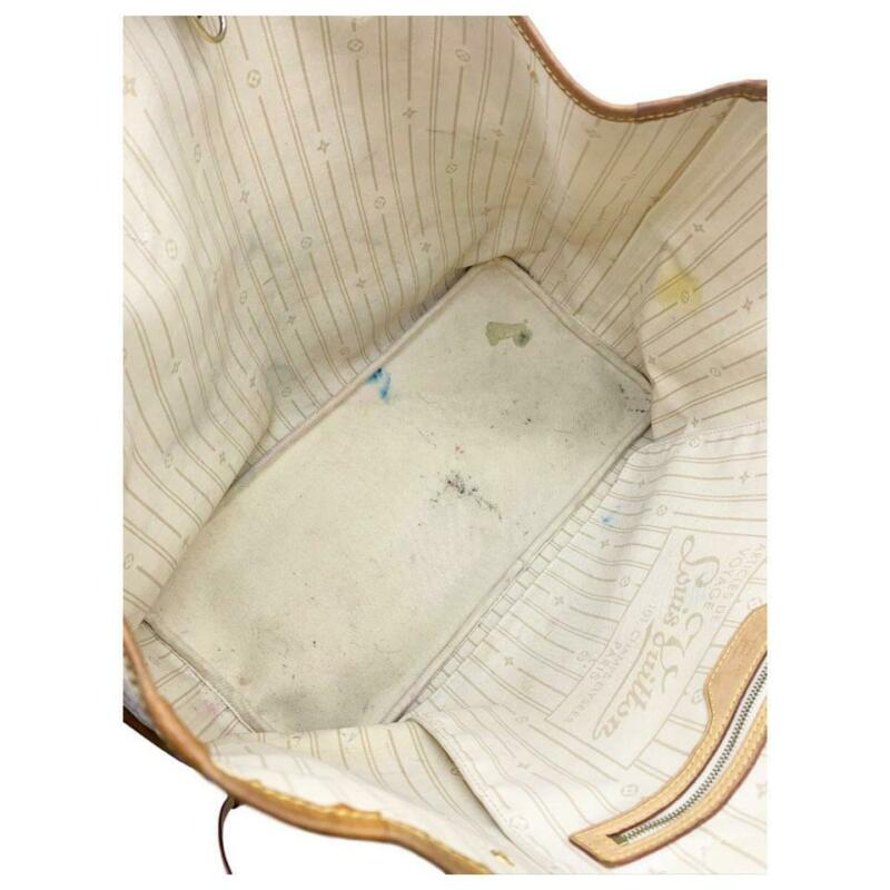 Louis Vuitton Neverfull Gm Ebene 2011 White Damier Azur Canvas Tote