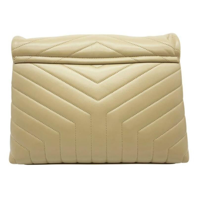 Saint Laurent Monogram Loulou Medium Calf Flap-top Beige Calfskin Leather