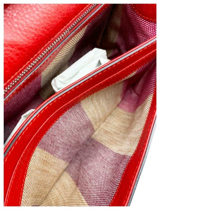 Gucci Medium Bamboo Daily Bright Flame Red Leather Shoulder Bag