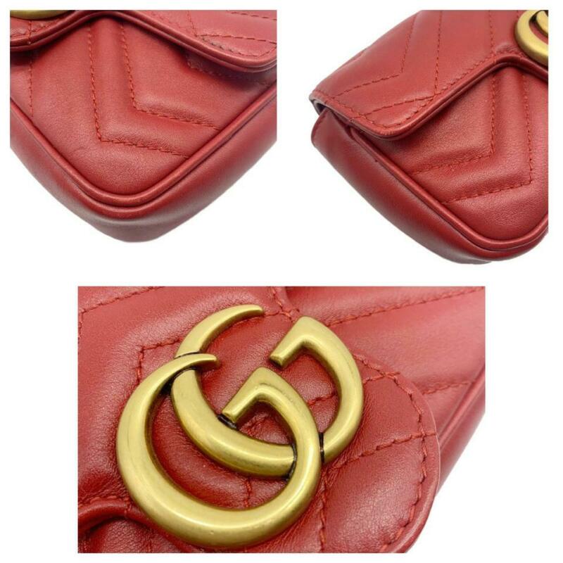 Gucci GG Marmont Super Mini Red Leather Cross Body Bag