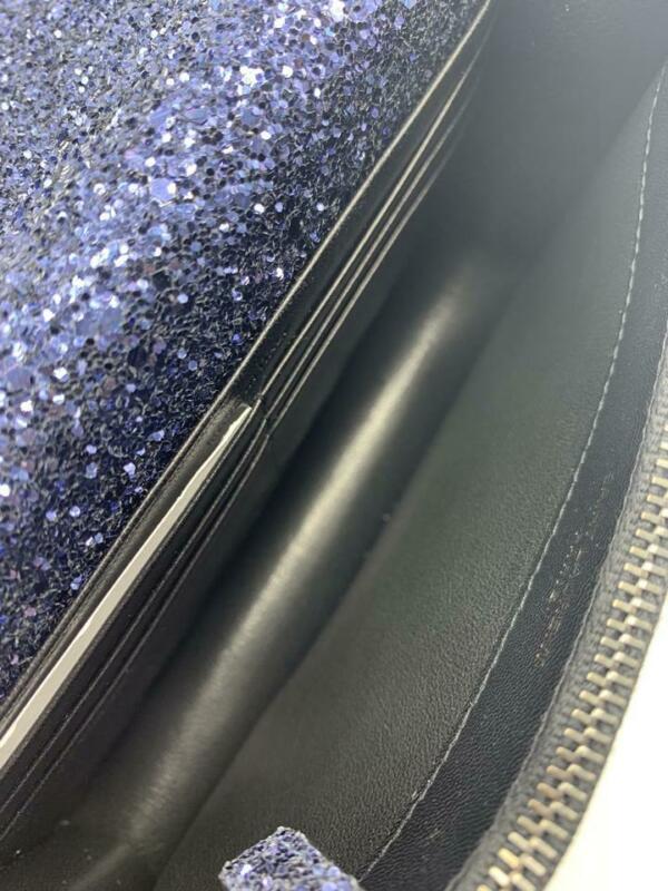 Saint Laurent Monogram Kate Chain Wallet New Chain Glitter Tassel Blue Leather