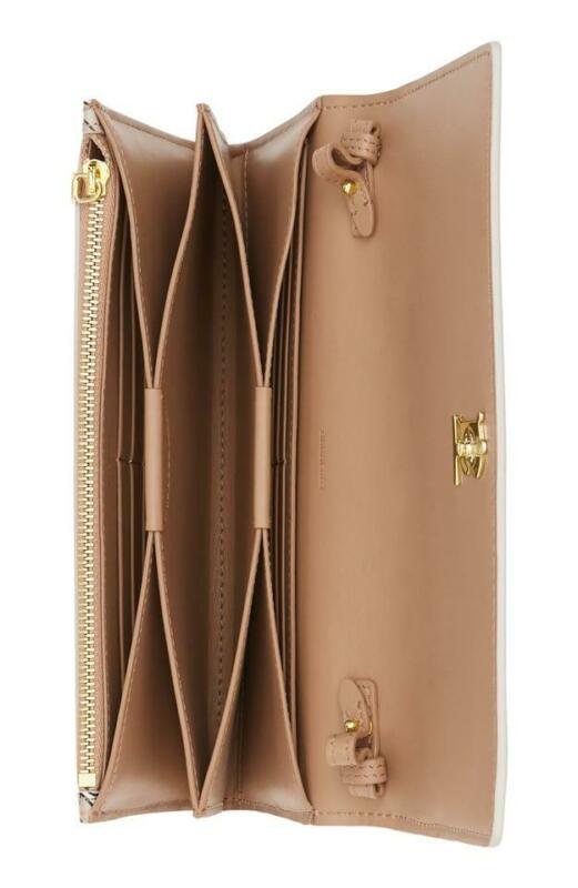 Burberry Hazelmere Logo Print Wallet Beige Leather Shoulder Bag