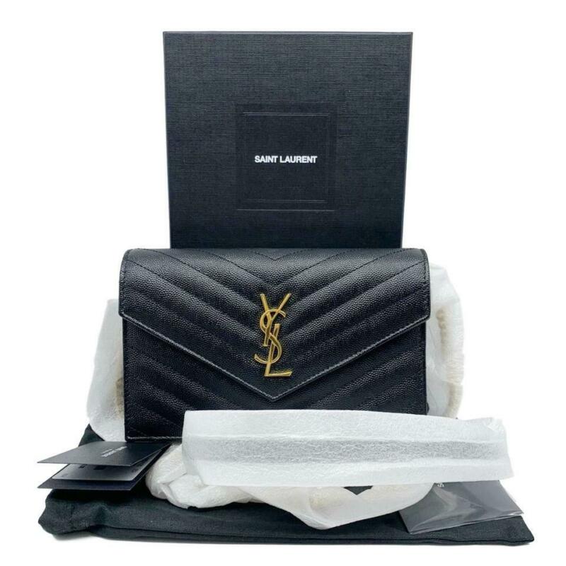 Saint Laurent Chain Wallet Small Black Leather Cross Body Bag