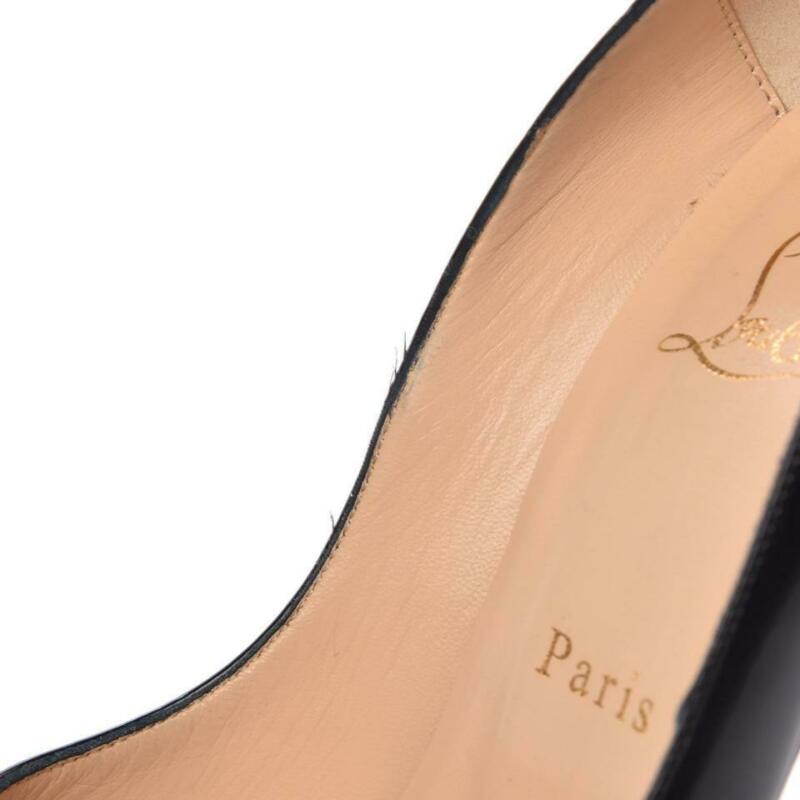 Christian Louboutin Black Patent Calfskin Lady 150 Peep Toe Platform Pumps
