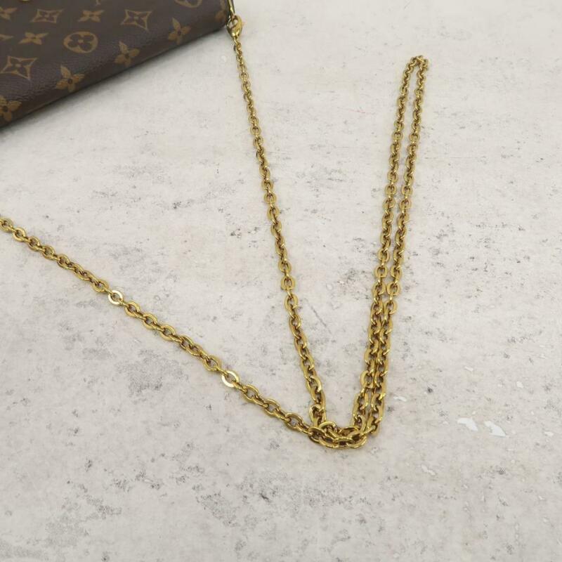 Louis Vuitton Pochette Felicie Chain Wallet Cross Body Brown Monogram Canvas