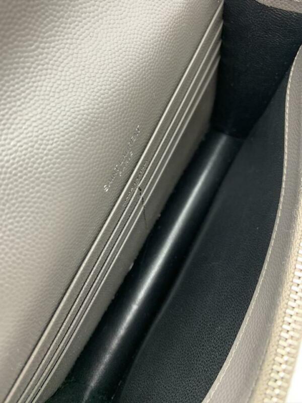 Saint Laurent Chain Wallet Small Envelope Monogram Grey Leather Cross Body Bag