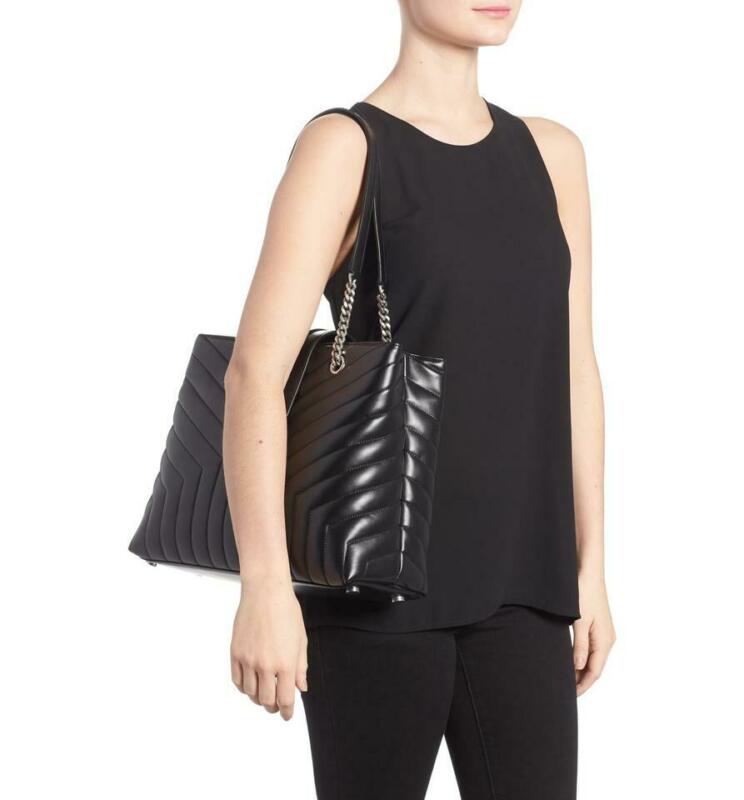 Saint Laurent Monogram Loulou Large Matelassé Shopper Black Leather Tote