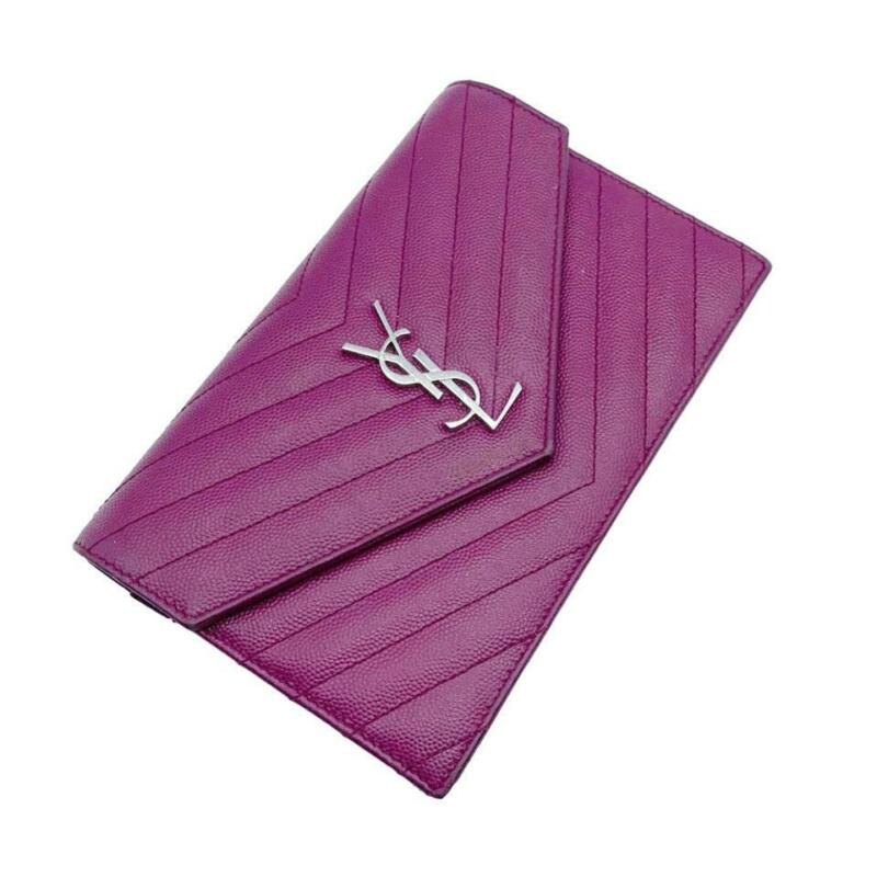 Saint Laurent Chain Wallet Small Purple Leather Cross Body Bag
