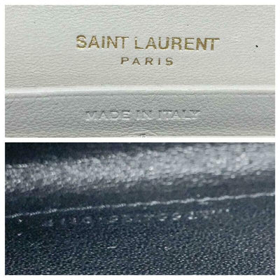 Saint Laurent Vicky Monogram Kate Tassel Metallic Monogram White Leather