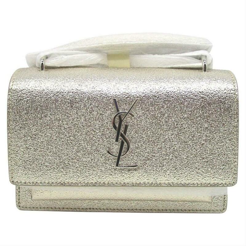 Saint Laurent Monogram Sunset Metallized Metallic Gold Leather Cross Body Bag