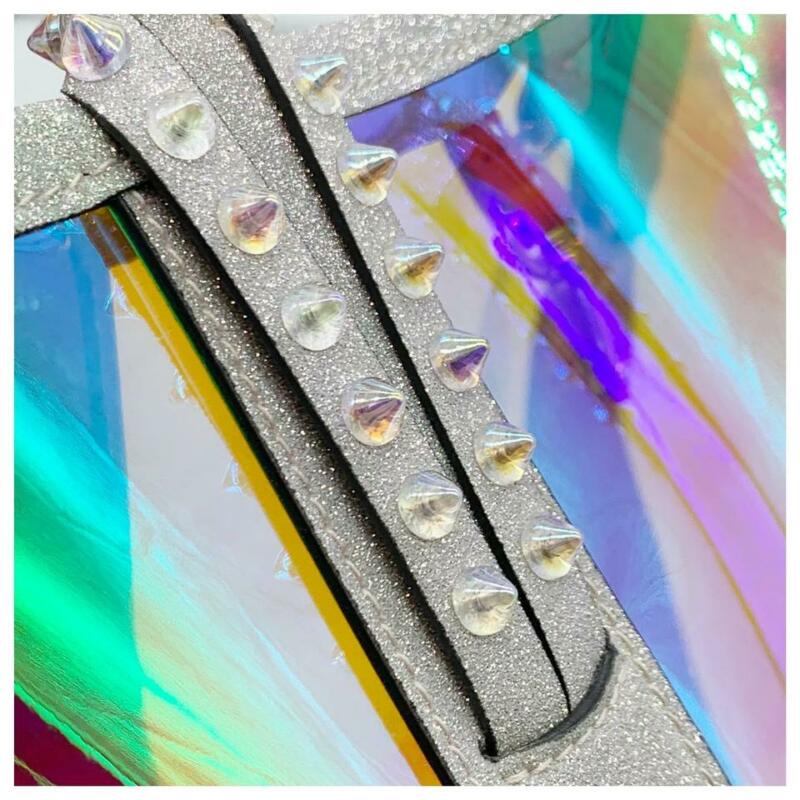Christian Louboutin Cabata Transparent Glitter Sunset Silver Pvc Tote