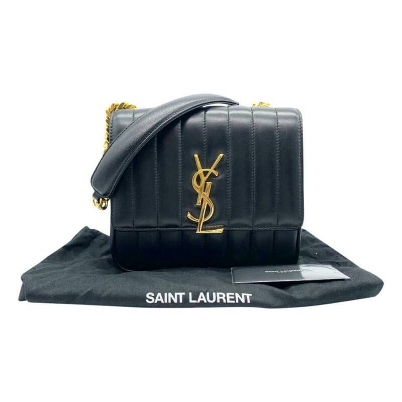 Saint Laurent Vicky Medium Quilted Black Lambskin Leather Shoulder Bag