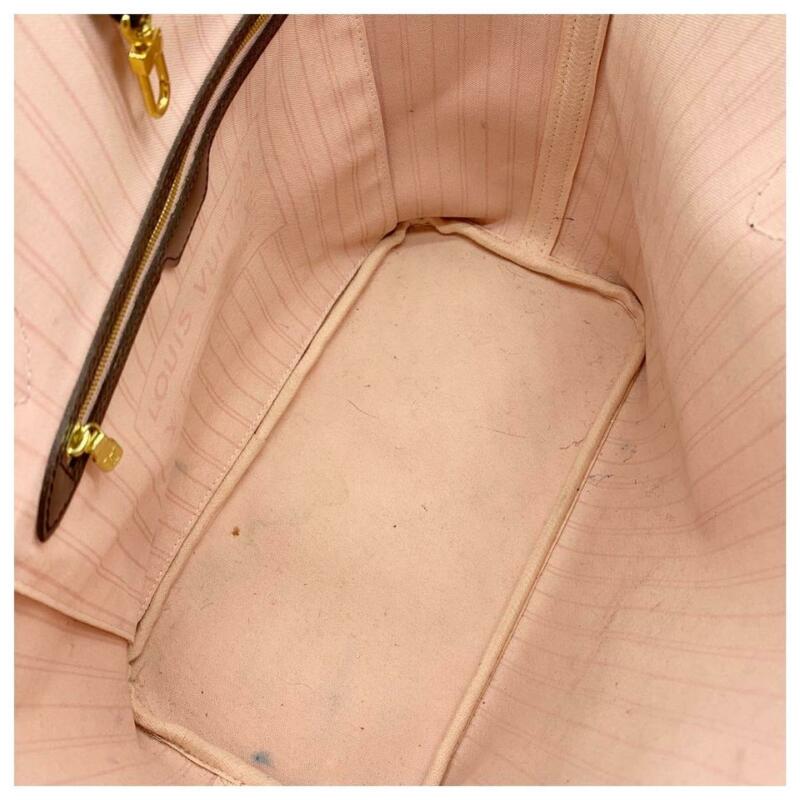 Louis Vuitton Neverfull Mm Pink Rose Ballerine Brown Damier Ébène Canvas Tote