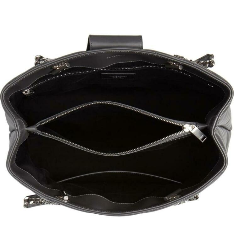 Saint Laurent Monogram Loulou Large Matelassé Shopper Grey Leather Tote