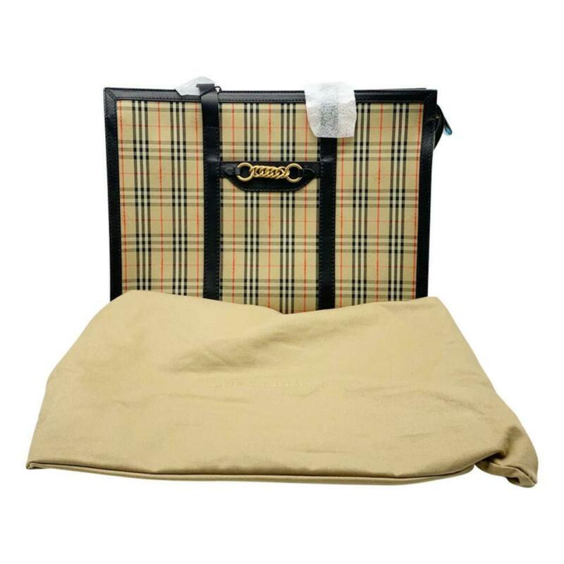 Burberry Bag Link 1983 House Check Shoulder Black Coated Canvas Tote