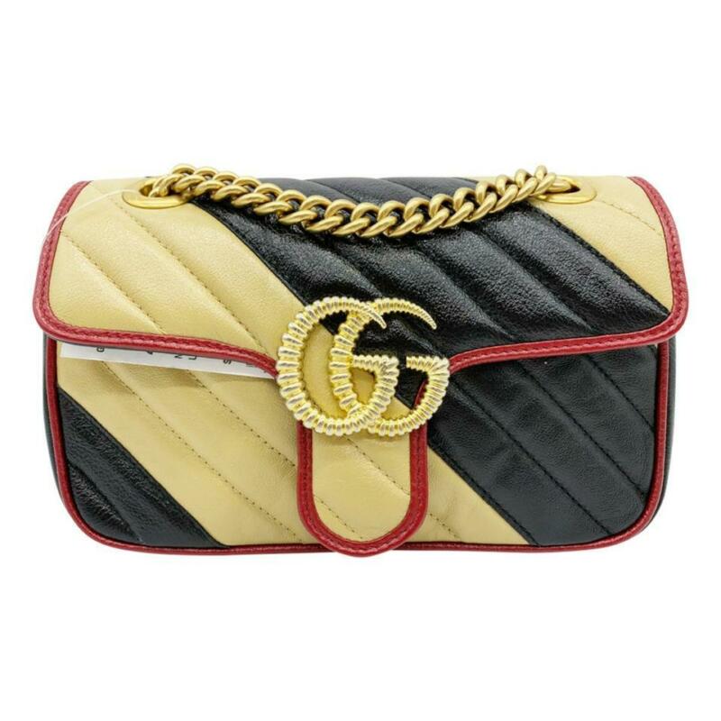 Gucci Marmont Gg 2.0 Mini Pattern Black Leather Shoulder Bag