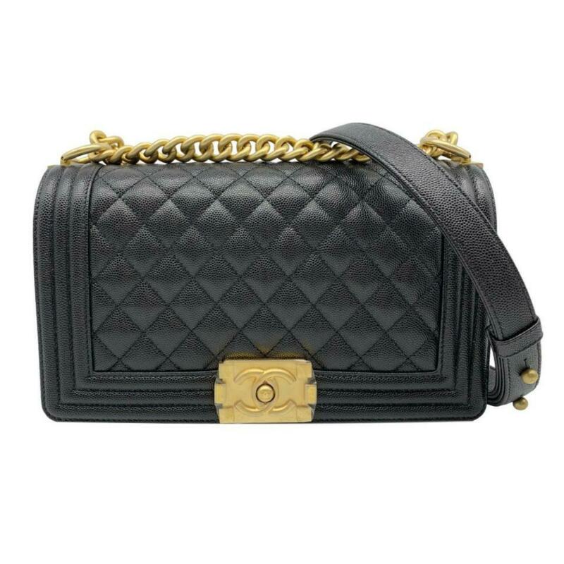 Chanel Handbag Boy 2019 Medium Caviar Goldtone Hardware Black Leather Cross Body