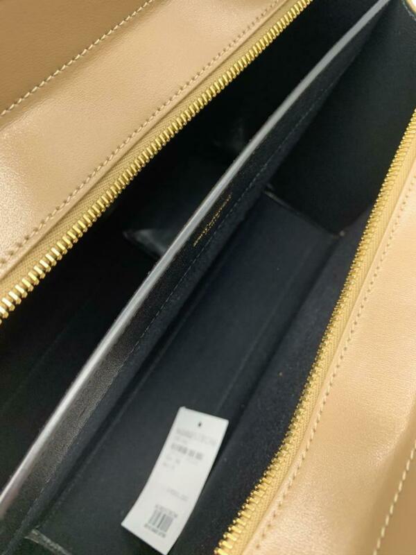 Saint Laurent Cabas Uptown Small Satchel Beige Leather Tote