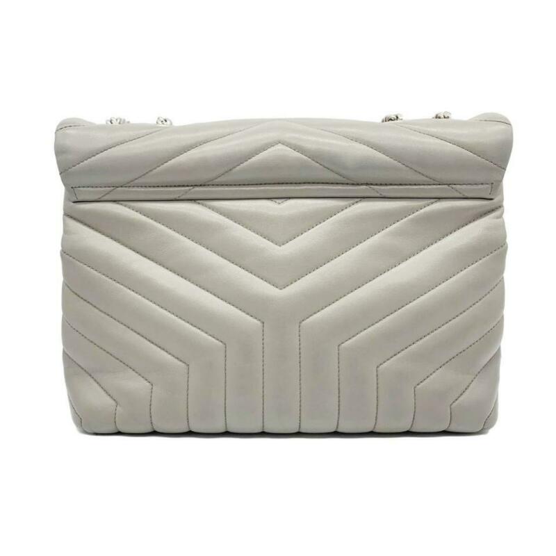 Saint Laurent Monogram Loulou Calfskin Matelasse Medium Monogram Chain Gray