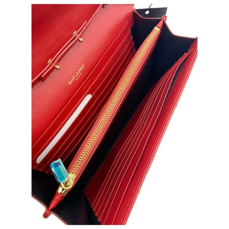 Saint Laurent Chain Wallet Medium Monogram New Red Leather Cross Body Bag