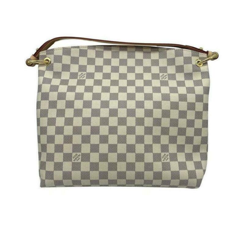 Louis Vuitton Graceful Pm Rose Ballerine White Damier Azur Canvas Hobo Bag