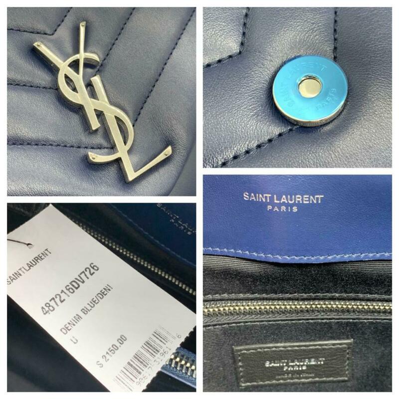 Saint Laurent Monogram Loulou Medium Navy Blue Calfskin Leather Shoulder Bag