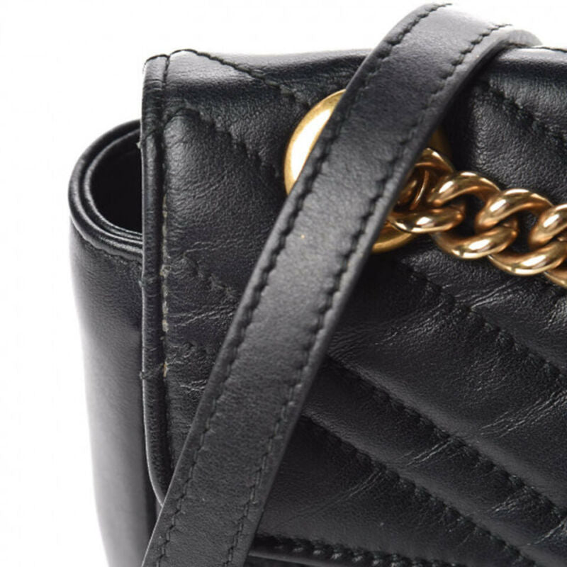 Gucci Marmont Small Gg Matelassé Black Calfskin Shoulder Bag
