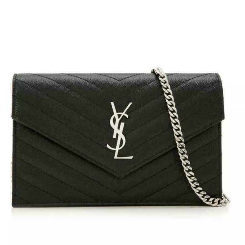 Saint Laurent Chain Wallet Envelope Woc Monogram Black Leather Cross Body Bag