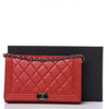 Chanel Boy Quilted Wallet On Removable Chain Woc Red Lambskin Leather