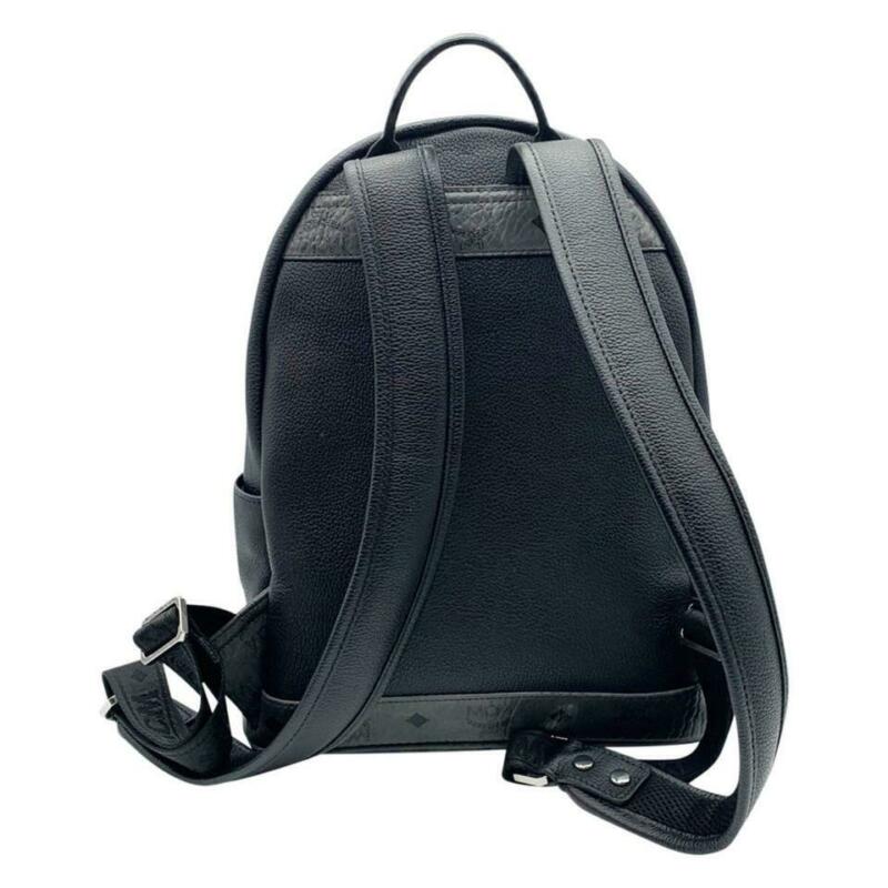 MCM Small Visetos Canvas Black Leather Backpack
