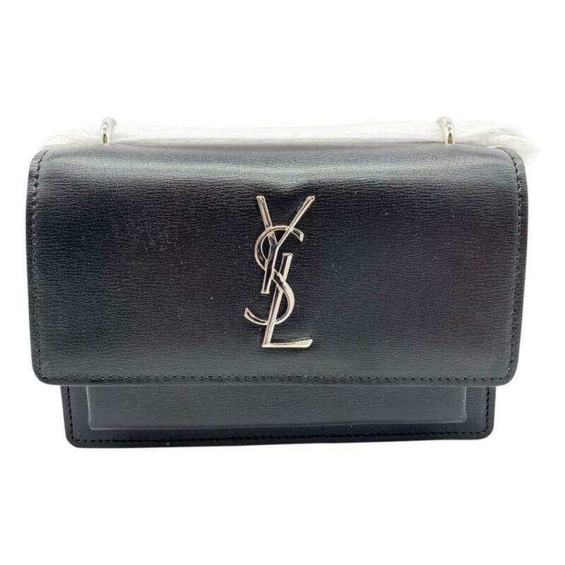 Saint Laurent Wallet on Chain Sunset Monogram Ysl Small Calf Black Leather