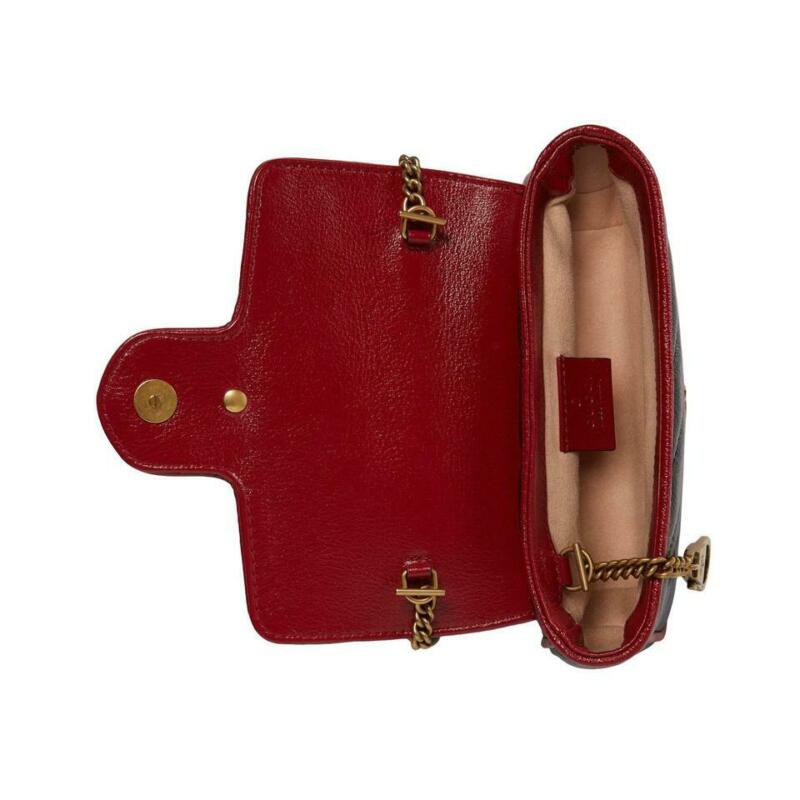 Gucci GG Shoulder Marmont Super Mini Black Leather Cross Body Bag